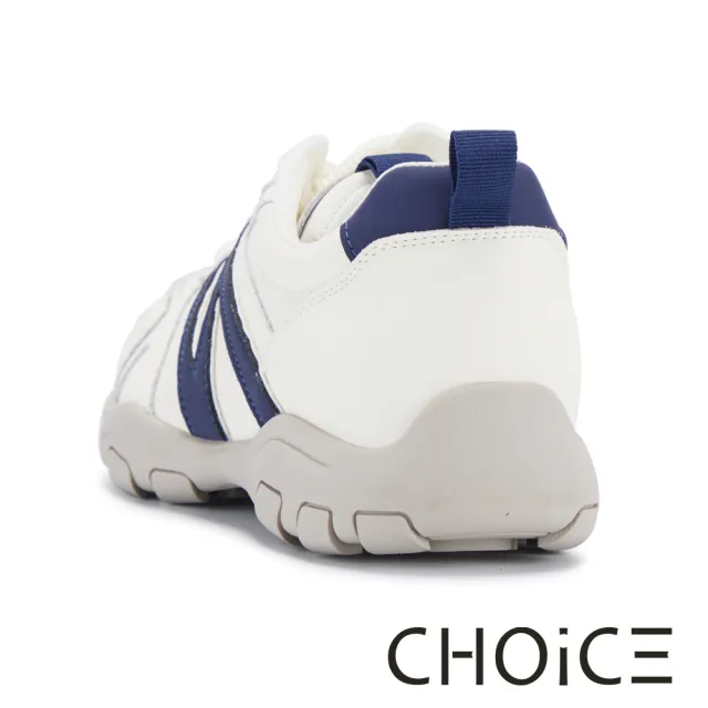 【CHOiCE】牛貼皮拼接綁帶厚底休閒鞋 藍色