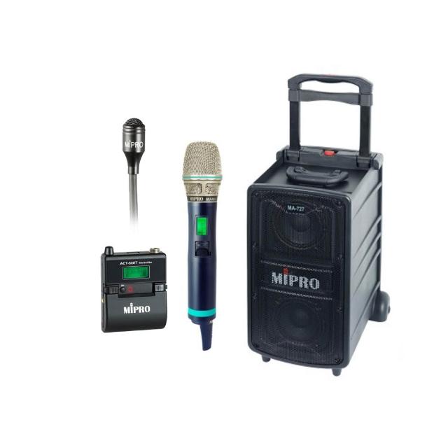 【MIPRO】MA-727 配1手握式ACT-580H+1領夾式 無線麥克風(5.8G 豪華型手提式無線擴音機)