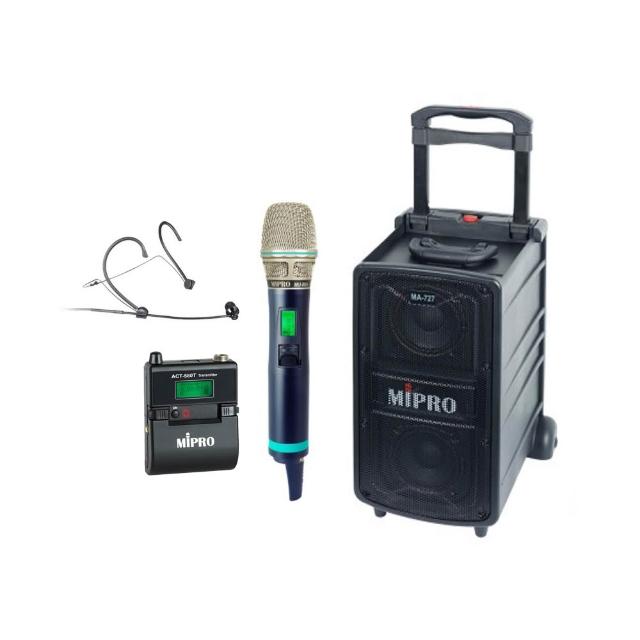【MIPRO】MA-727 配1手握式ACT-580H+1頭戴式 無線麥克風(5.8G 豪華型手提式無線擴音機)
