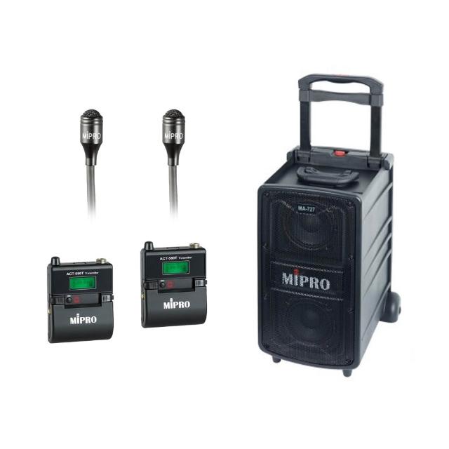 【MIPRO】MA-727 配2領夾式 無線麥克風(5.8G 豪華型手提式無線擴音機)