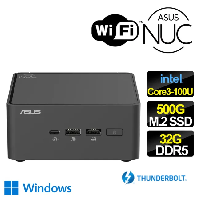【ASUS 華碩】NUC Core 3六核 WIN11{柑橘暖風} 迷你電腦(Core 3-100U/32G/500G M.2)