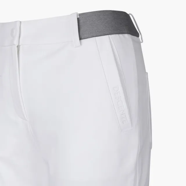 【DESCENTE】GOLF 迪桑特 女款 運動修身長褲 微喇叭褲 高爾夫長褲 運動褲 微喇叭褲(白色)