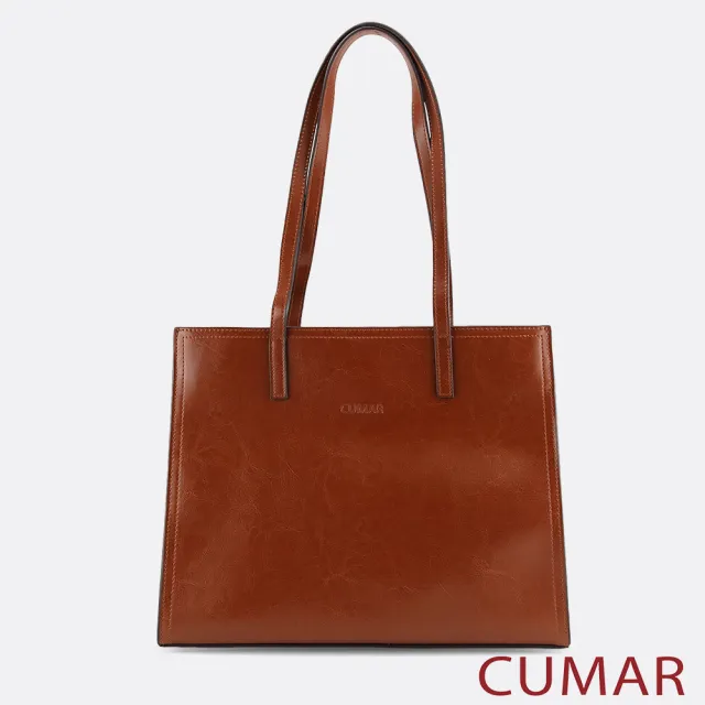 【CUMAR】油蠟皮肩背托特包-棕色