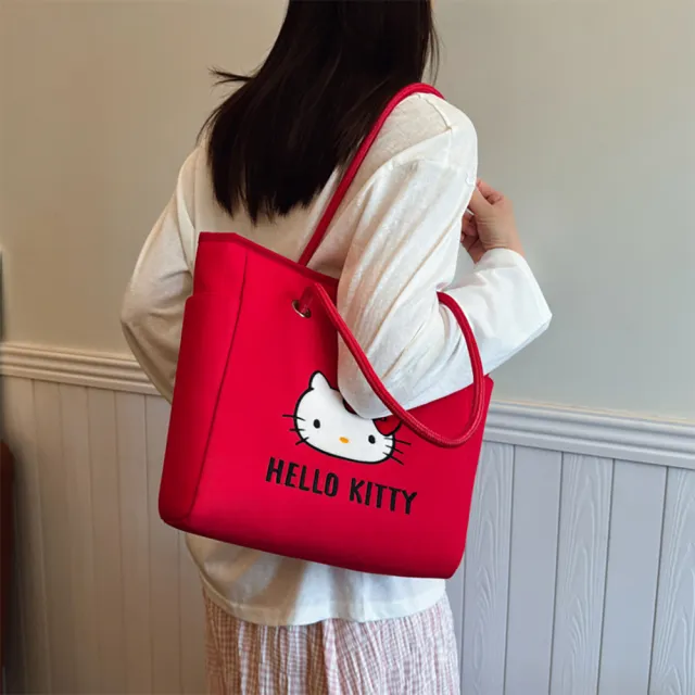 【HELLO KITTY】雙11 時尚簡約造型大容量手提袋單肩手提包托特包-三色可選