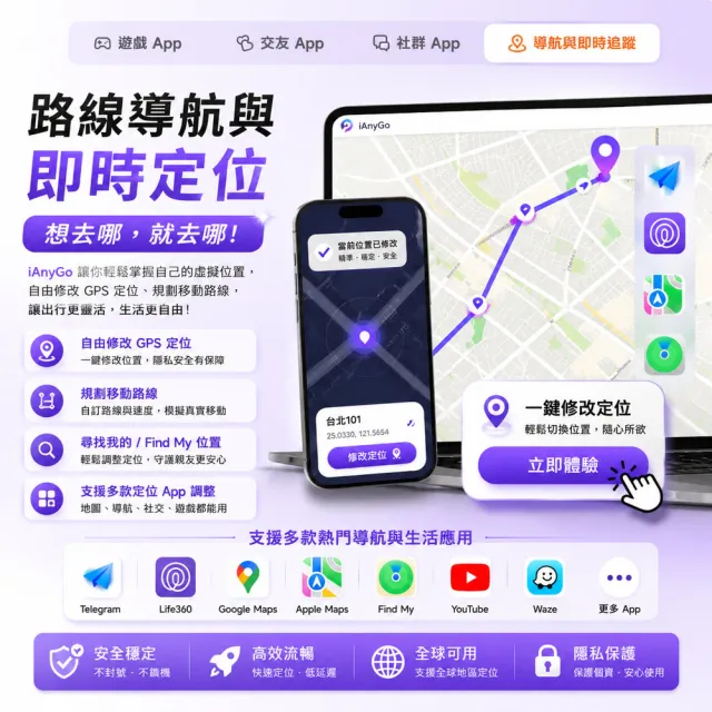 【Tenorshare】iAnyGo 魔物獵人NOW飛人外掛  終身3合1版(改虛擬定位 蘋果手機改GPS 台灣代理冠鋐電腦)
