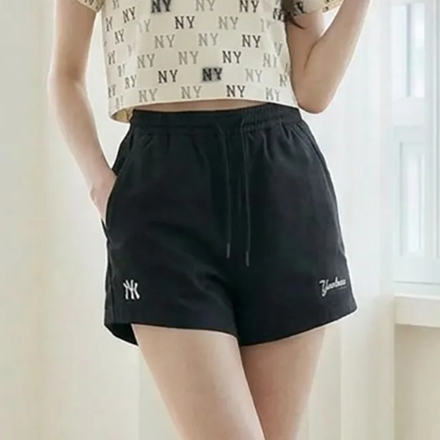 【MLB】女版 抗UV防曬涼感防潑水 運動短褲 Varsity系列 紐約洋基隊 (3FSMV0163-50BKS)