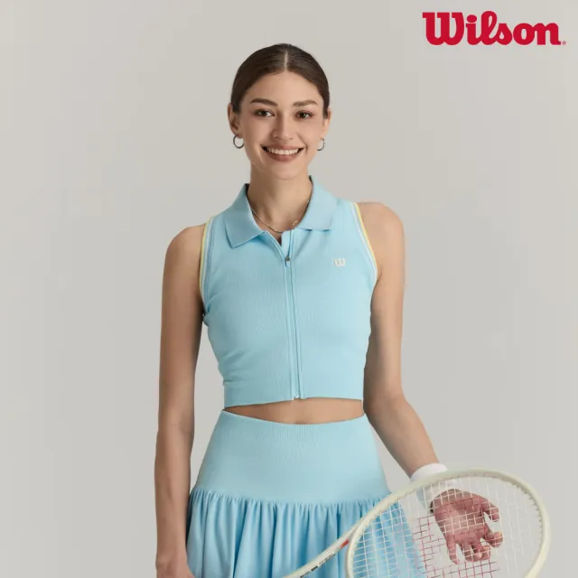 【WILSON】Seamless Full-Zip Tank 女款 服飾 拉鍊背心 霧霾藍 WW20051532LBL