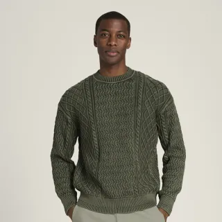 【WILSON】Cable Sweater Garment Wash 男款 服飾 毛衣 綠色 WN00076E033001