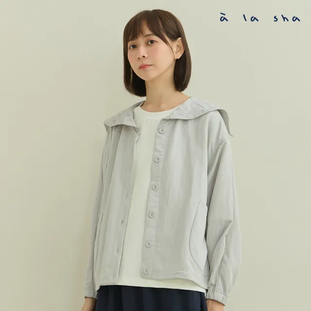 【a la sha】涼感大翻領繡花寬鬆外套
