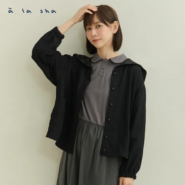 【a la sha】涼感大翻領繡花寬鬆外套