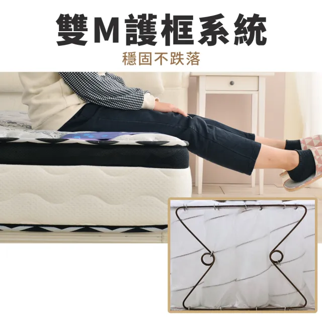 【LooCa】單人加大 石墨烯乳膠M型護框獨立筒床墊 3.5x6.2尺x25cm(送石墨烯枕套+保潔墊)｜父親節禮物