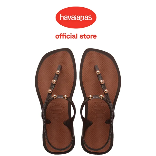 【havaianas 哈瓦仕】涼鞋 女鞋 夾腳拖 拖鞋 鉚釘 Flash Fusion 咖啡色 4150244-7909W (哈瓦士)