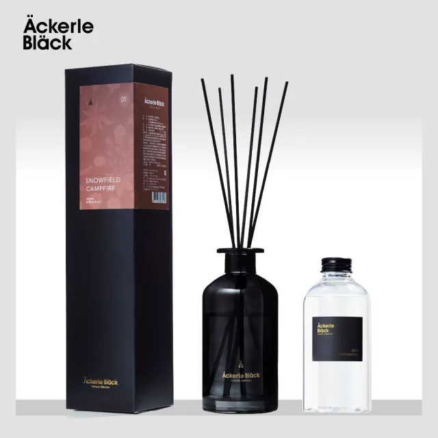 【Ackerle Black】(1+1超值組) 阿克黑精油擴香套組(擴香精油250ml+補充瓶300ML+擴香棒10入裝)