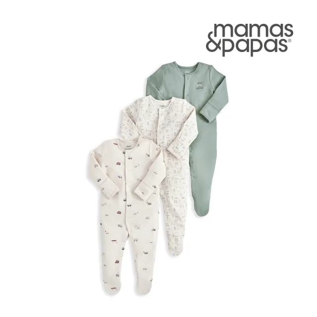 【Mamas & Papas】小小工程隊-連身衣3件組(3種尺寸可選)
