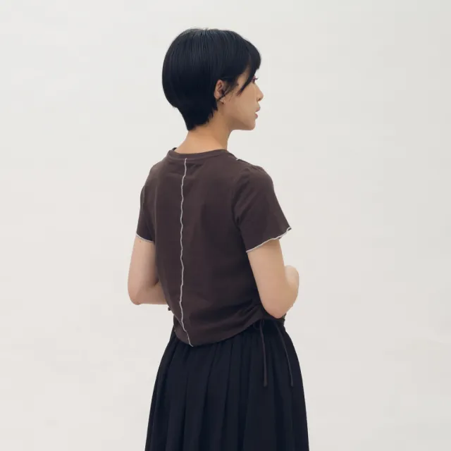 【plain-me】SAAKO 短袖 抽繩 女生短TEE 女上衣 木耳邊抽繩上衣_SAA0044-261