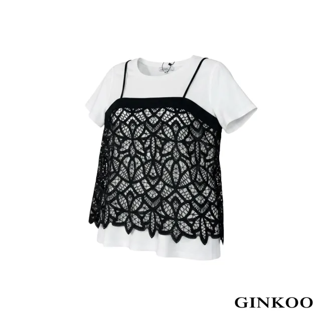 【GINKOO 俊克】蕾絲吊帶二件式上衣
