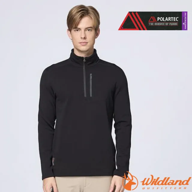 【Wildland 荒野】男 Polartec PSP彈性半開襟極暖衣.長袖中層刷毛衣.休閒運動衫.立領衫/ P2628