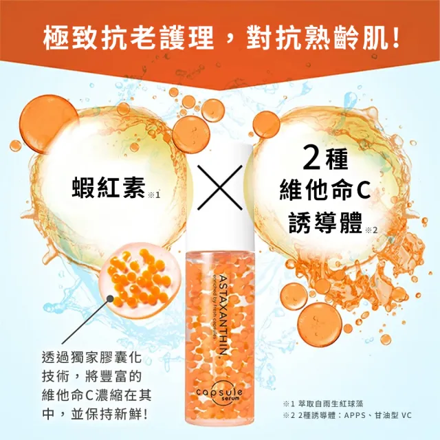 【CAPSULE SERUM 珂蓓思】逆轉時光緊緻精華30mLx3(女大推薦/蝦紅素/膠原蛋白/玻尿酸/神經醯胺/積雪草/抗老)