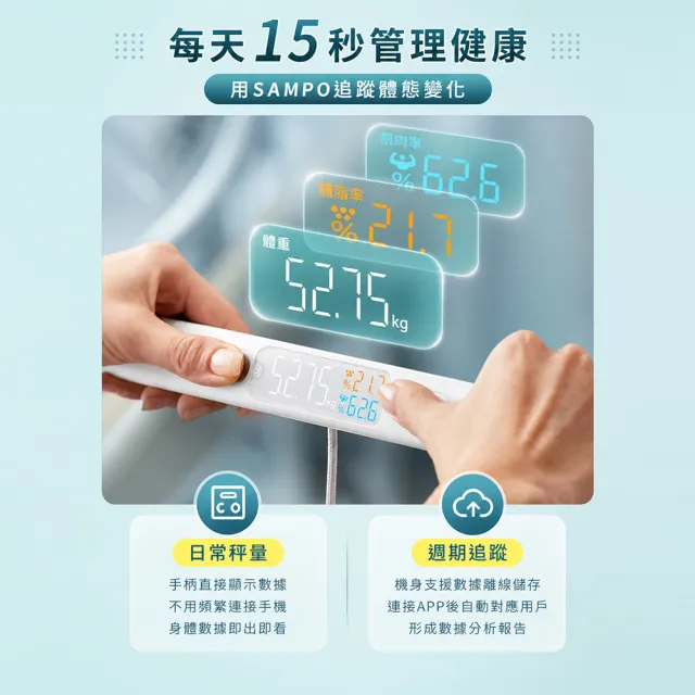 【SAMPO 聲寶】八電極智能體脂計/體重計/體脂機 (BF-Z2401BL)