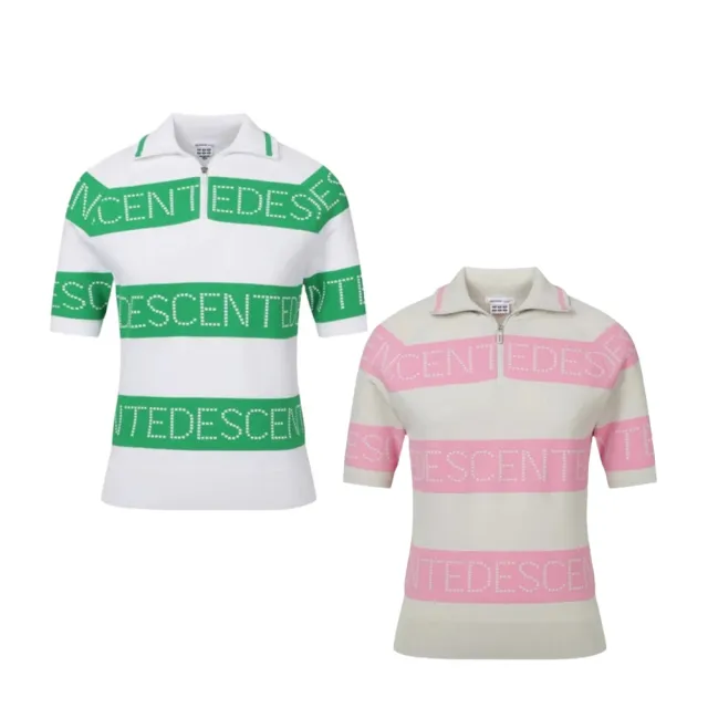 【DESCENTE】GOLF 迪桑特 女款 高爾夫上衣 短袖 運動上衣 短袖T恤(米色/白色)