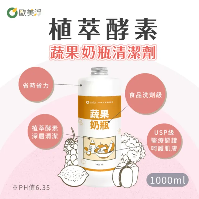 【omagic 歐美淨】植萃酵素蔬果奶瓶清潔劑500mlx3入+補充瓶1000mlx3入(奶瓶洗潔精/蔬菜水果清洗)