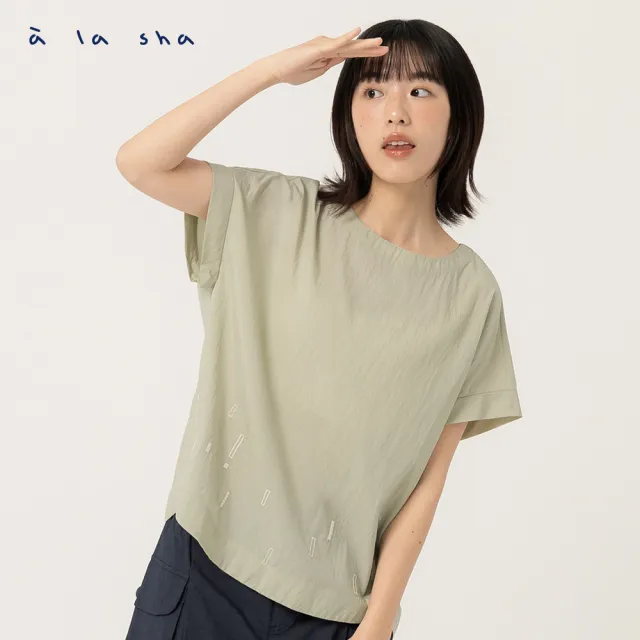 【a la sha】精緻繡花寬版造型罩衫