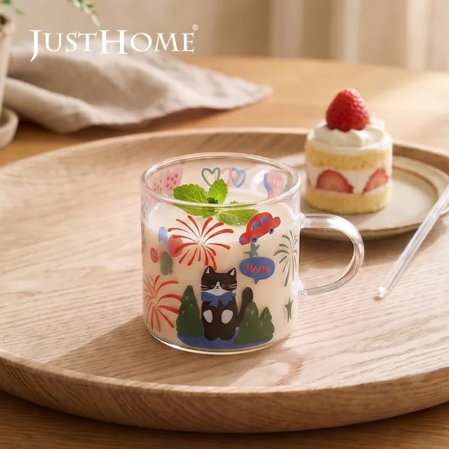 【Just Home】貓咪樂園耐熱玻璃杯120ml-6件組(杯 玻璃杯 耐熱玻璃)