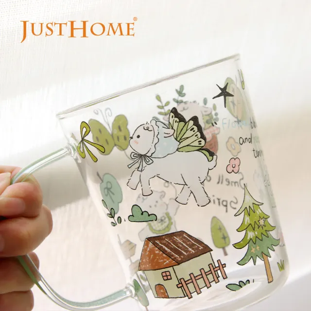 【Just Home】萌系動物透明玻璃馬克杯400ml單入-3款可選(杯 玻璃杯 耐熱玻璃)