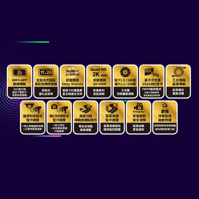 【Abee 快譯通】S86 行車紀錄器 WiFi前後2K+HDR電子後視鏡 3年保固(送安裝+32G記憶卡*1)