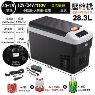 VWV 戶外行動冰箱 車用冰箱 靜音車載冰箱 家用迷你小冰箱（-22&deg;C包結冰 28L大容量 智能觸控面板）