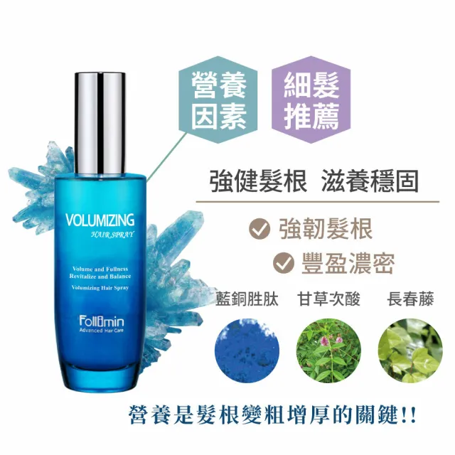 【Follimin 髮利明】鋸棕櫚草本養髮液+藍銅髮根滋養噴劑 60mlx2(活化毛髮、強健髮根)