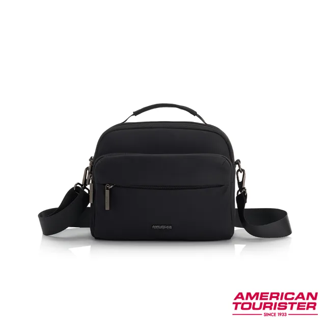 【AMERICAN TOURISTER 美國旅行者】BRIDGET 日常商務輕量大容量 斜背包/斜肩包/手提包/單肩包/小包(黑)