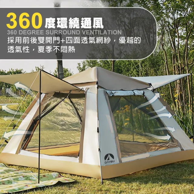 【TAS CAMP】速開帳篷 銀膠防水升級款 215x215cm(開帳篷 快速帳篷 秒開帳篷 四人帳篷 登山帳篷 露營)