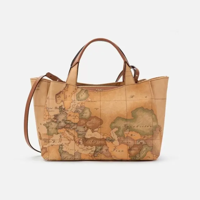 【Alviero Martini】義大利地圖包 手提側揹大托特包 36cm(地圖黃)  下單即送品牌鑰匙圈 款式隨機