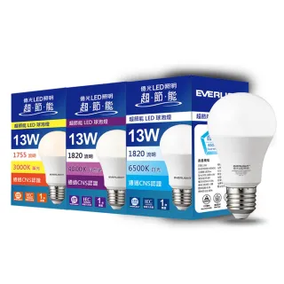 【Everlight 億光】13W 超節能高效環保LED燈泡(白光/黃光/自然光)