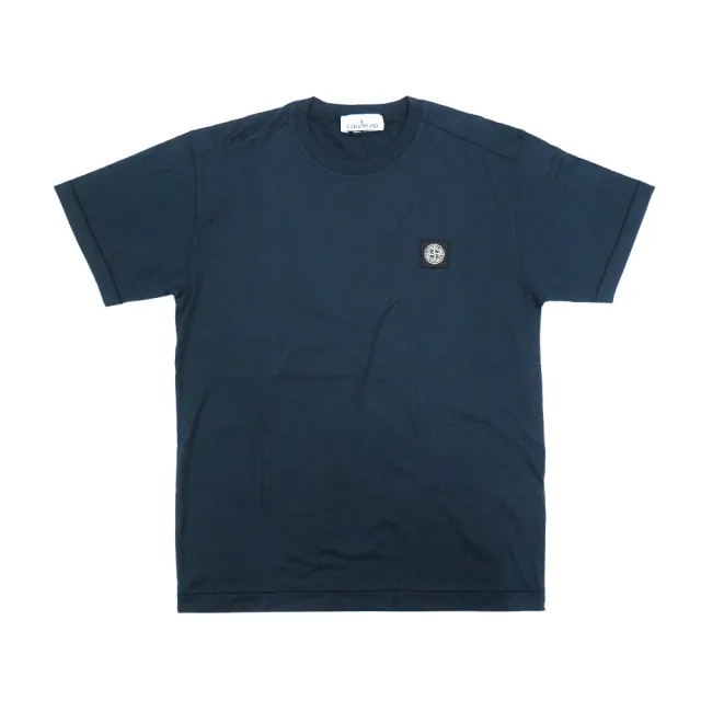 【Stone Island】十字品牌黑標男生短袖上衣(海軍藍)