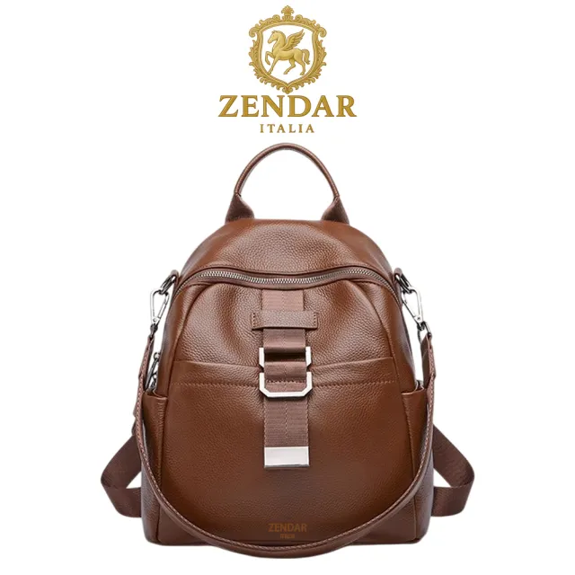 【ZENDAR】台灣總代理 限量1折 頂級超柔軟小牛皮後背包 莉莉系列 全新專櫃展示品(咖啡色)