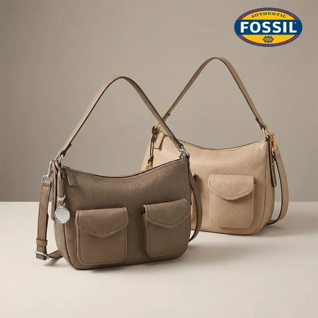 【FOSSIL】Jolie 真皮新月立體外袋斜背包 (多色可選)