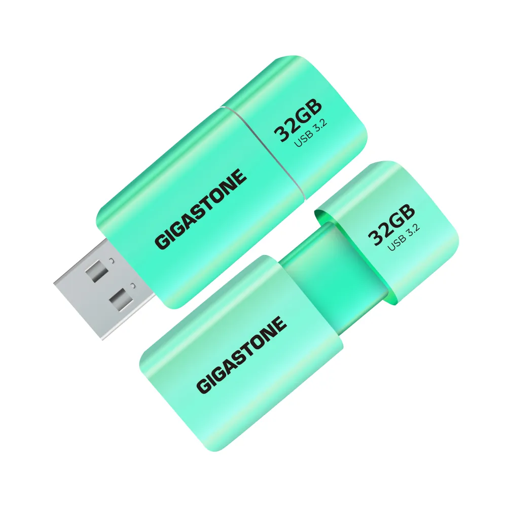 【Gigastone 立達國際】2入組 32GB USB3.1/3.2 Gen1 極簡滑蓋隨身碟 UD-3202 綠(USB3.2 高速隨身碟)