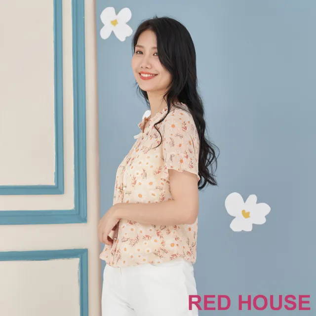 【RED HOUSE 蕾赫斯】清新小雛菊綁帶上衣(淺藍色)