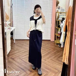 【my stere 我的時尚秘境】雙11 oversize小馬T恤直筒長裙 兩件式套裝 附披肩 棉套裝 棉T 鉛筆裙