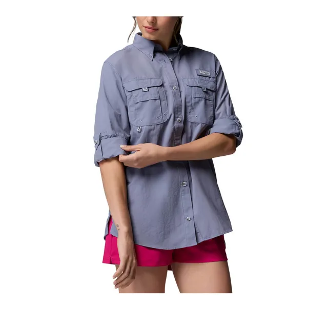 【Columbia 哥倫比亞】女款-超防曬UPF50長袖襯衫-Womens Bahama™ II LS-紫灰色(UFL82240PG/KS)