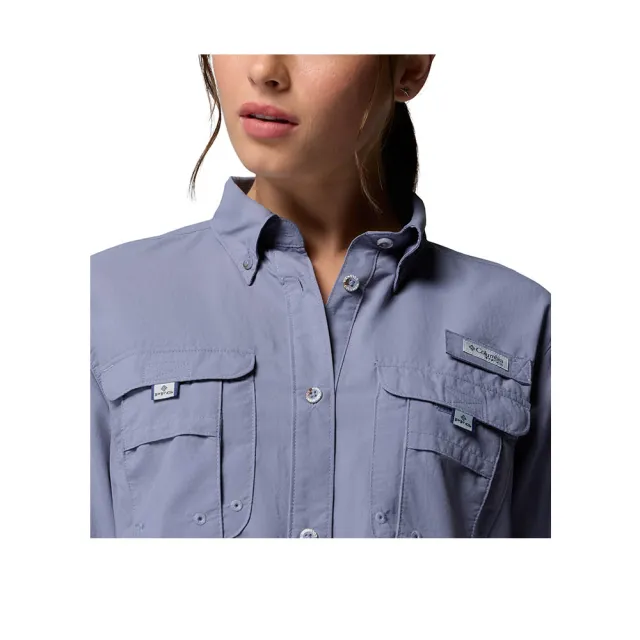 【Columbia 哥倫比亞】女款-超防曬UPF50長袖襯衫-Womens Bahama™ II LS-紫灰色(UFL82240PG/KS)