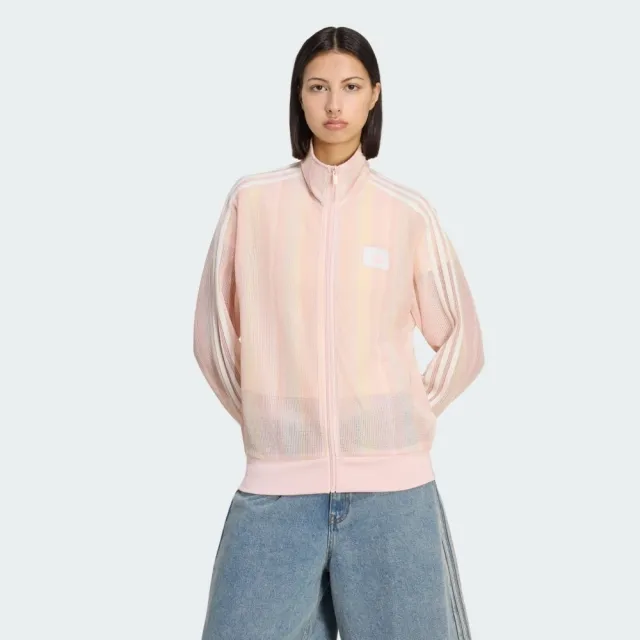 【adidas 愛迪達】Knit Fb Tt 女 立領外套 運動外套 休閒穿搭 櫻花粉 亞版(KY2031)