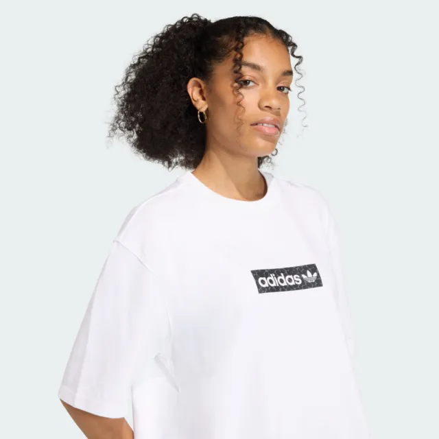 【adidas 愛迪達】Aop Ss T-shirt 女 T恤 運動上衣 休閒短袖 白 亞版 純棉(KD8812)