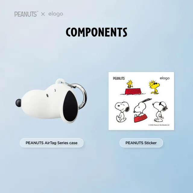 【Elago】PEANUTS 史努比 AirTag 保護套(附鑰匙扣)