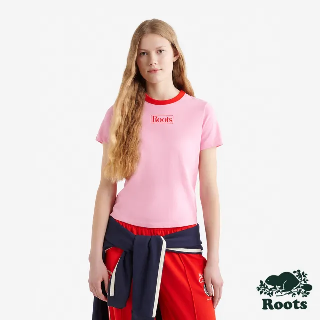 【Roots】Roots 女裝- ROOTS ATHLETICS 短袖上衣(蜜桃粉)