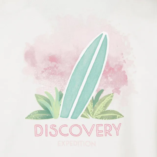 【Discovery Expedition】Freshvent 女版衝浪板圖案短袖T恤 上衣 (DWRS9R063-WHS)