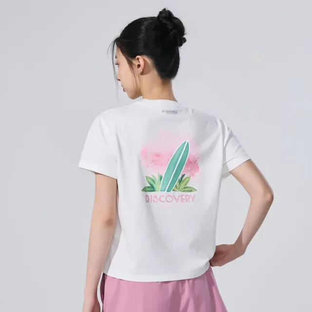 【Discovery Expedition】Freshvent 女版衝浪板圖案短袖T恤 上衣 (DWRS9R063-WHS)