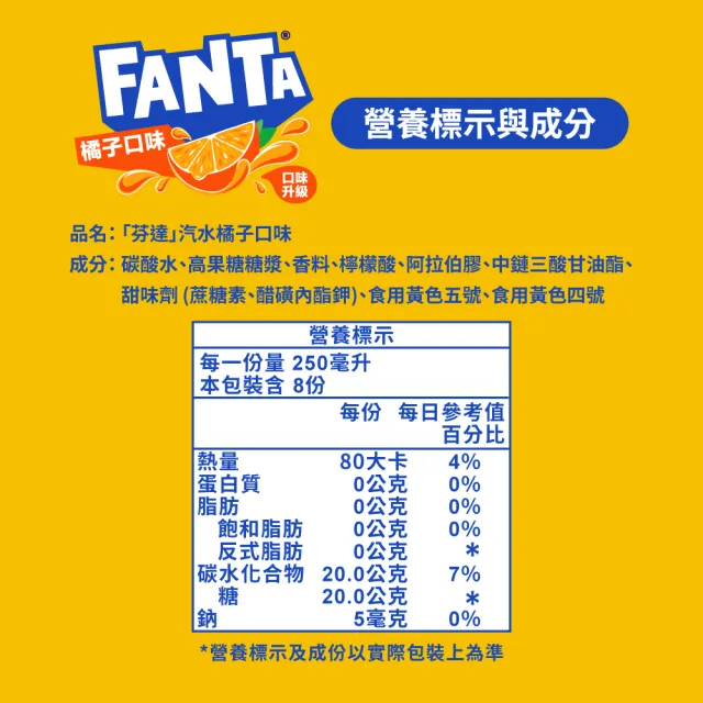 【Fanta 芬達】橘子汽水 寶特瓶2000ml x6入/箱